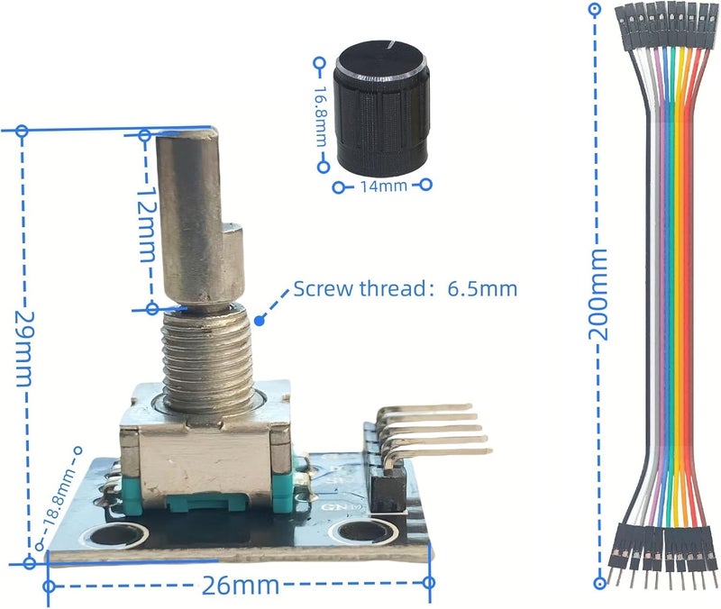 MTDELE 5Pcs 360 Degree Rotary Encoder Module Compatible with for Arduino Audio Electric Fan Light Control etc with Black Knobs Cap KY-040 - Image 2
